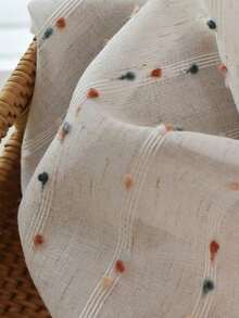 新款法式亚麻薄纱窗帘，彩虹糖纱刺绣 - 多功能杆设计，适合所有季节客厅、卧室、阳台装饰和餐厅窗帘