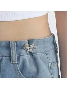 1 Pair Adjustable Butterfly Waistband Button, Detachable And Seamless, Ideal For Altering Waist Size On Jeans, No Need For Sewing Or Nailing - Waist Slimming Tool