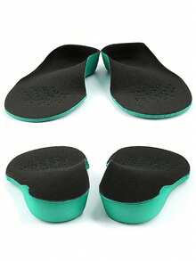 1 Pair EVA Sport Arch Support Green Shock Absorbing Full-Length Insoles, Elastic Comfortable Soft Shoe Accessory - Black Surface With Green Background - View 8