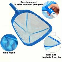 3-Section Adjustable 17"-35" Aluminum Telescoping Handle Pool Surface Skimmer Net Set, Fine Mesh Deep Bag Leaf Catcher Cleaner For Pool Maintenance - Blue - View 3