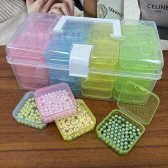 32pcs Plastic Storage Box Set - Multi-Function Storage Containers For DIY Crafts, Beads, Jewelry, Manicure Supplies - Portable Divided Boxes With Adjustable Partitions, Containers, Accessories, Home Organization