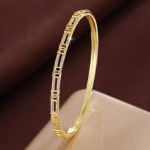 1pc Minimalist Hollow Letter D Shaped Chain Design Cubic Zirconia Inlaid Women Bracelet - Multicolor - View 10