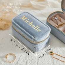 Caja de joyería de terciopelo personalizada - Caja de almacenamiento de joyas personalizable para viajes, regalo elegante para damas de honor, regalo de cumpleaños, día de la madre y San Valentín, diseño rectangular con cierre de cremallera, caja de almacenamiento de joyas para viajes | Caja del tesoro elegante | Caja de joyas con cremallera