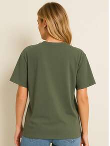 Women's Plain Oversized T-Shirt - Green - View 2