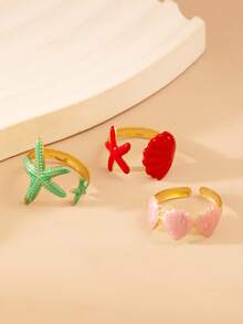 夏日海滩度假多巴胺与海洋主题戒指套装