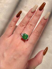 1 chiếc nhẫn kim cương xanh cacbon cao cấp 5 carat, chất liệu bạc nguyên chất, sang trọng, lãng mạn, thiết kế độc đáo, thích hợp cho các buổi dạ hội, hẹn hò và các dịp khác, trang sức nữ tinh tế, quà tặng sinh nhật. - Bạc - Xem 6