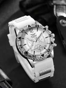 1 chiếc-Đồng hồ nam thời trang dây đeo silicon mặt lớn Đồng hồ thạch anh nam Đồng hồ thể thao, Đồng hồ dành cho nam - Nhiều màu - Xem 9