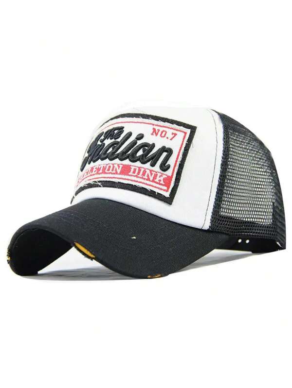 Fashionable Applique Mesh Baseball Cap, Casual Minimalist Unisex, Suitable For Outdoor Sports, Summer