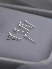 2/4件套简约花卉耳钉，仿蛋白石银针耳环 - 復古銀色 - 查看 6