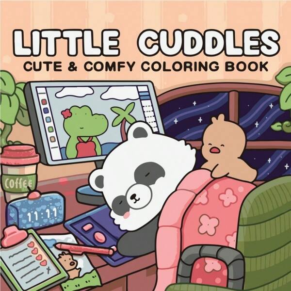 1 pieza LITTLE CUDDLES Libro para colorear acogedor [Lindo] Libro de pintura de graffiti para niños con criaturas adorables. Libro de pintura Montessori, juguete de dibujo creativo. Fácil de colorear con líneas. Libro para colorear con plantas. Libro para colorear para adultos. [Set de 12 bolígrafos de colores] Regalo para amigos, parejas y familia. Útiles escolares para el regreso a clases.