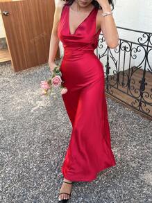 Nouvelle arrivée d'été DEEKA Robe de soirée longue en satin sexy à la mode pour femmes, convient pour les banquets