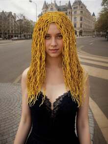 28" Micro Senegal Twist Box Braided Wig – Glueless Lace Front Synthetic Knotless Braids For  (#613, Honey Yellow) - SYellow - View 1