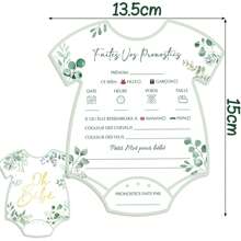 Set de 20 tarjetas de adivinación de la ducha francesa para bebés, revelación de género, juego para bebés, perfecto para padres primerizos, de alta calidad, con diseño de plantas verdes