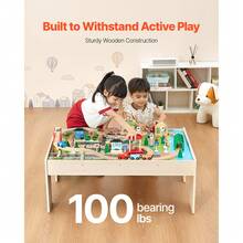 Train Table, 84 Multicolor Pieces Wooden Kids Activity Table With Collapsible Storage Bin, 3-In-1 Wooden Train Set For Gaming, Drawing, Reading, Eating, Creative Toy Set For Kids Ages 3+ - 84 Multicolor Pieces - View 4