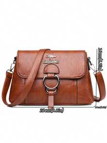 Damen Schultertasche aus PU in Unifarbe mit verstellbarem Trageriemen