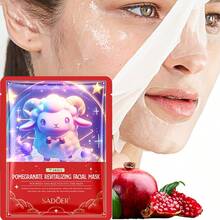 1 片/5 片/10 片石榴保湿面膜，含烟酰胺、甘油和透明质酸，保湿、均匀肤色、抗衰老、提亮肤色、舒缓肌肤、改善干燥、粗糙和暗沉，深层锁住水分，滋养和软化肌肤，焕发肌肤光泽，无酒精、不油腻、快速吸收，适合所有肤质和肤色，男女皆宜 - 彩色 - 查看 2