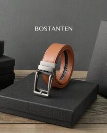 BOSTANTEN Belt Men Leather Reversible Belts Men 1 3/8 Casual Dress Pants, Two-In-One Belt - 003-棕色 - 查看 5