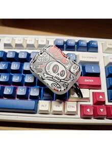 1PC Cute Cartoon Monster Skeleton Shaped Wavy Border With Black Ring Hook Creative Painted Wavy Refreshing Ins Style Casual Halloween Airpods 1/2/3/4/Pro/Pro2 Case With 3D Wavy Shape And Ring Hook - Multicolor - View 5