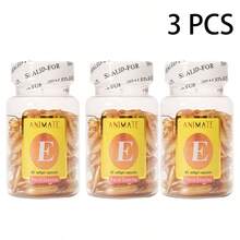 3 Bottles/180 Vitamin E Moisturizing Essence, Highly Moisturizing And Firming, Skin Care Essential Oil.Gentle Nourishment, Portable Capsule Moisturizer For Deep Facial Care.Keep Skin Firm And Supple,Capsule Essence, Cream, Suitable For All Skin Types - 金色 - 查看 7