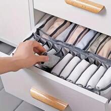 Elegante caja de almacenamiento de lencería de malla - Diseño a cuadros transparente, tela, organizador de espacio para calcetines, ropa interior y accesorios, caja de almacenamiento de moda, organizador de tela transpirable, suministros de organización del hogar para mujeres, organizador de almacenamiento, artículos esenciales de viaje, almacenamiento para dormitorio universitario