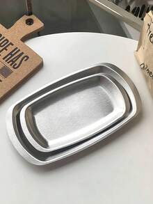 1 件不锈钢矩形托盘，咖啡厅风格甜点/蛋糕展示盘 - 銀色 - 查看 8