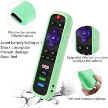 [4 Pack] SOTATOO Case For Roku Remote Battery Cover For  Roku Smart TV Steaming Stick Remote Silicone Protective Controller Universal Sleeve Skin Glow In The Dark Pink Orange Green Blue - GlowPink+GlowOrange+GlowLightGreen+Blue - View 5