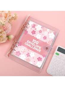 100 Envelopes Challenge Binder With Laminated $5050 Tracker Sheet & Pre-Numbered Pockets (Pink) Best Gifts Birthday Graduation