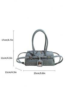 1pc Fashion Solid Color Summer Denim Commuter Tote Bag, Casual Stylish Shoulder/Underarm Bag For Daily/Shopping