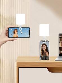 1pc Magnetic Phone Selfie Light, Clip-On LED Fill Light, 3 Color Modes & Brightness Adjustable, USB Rechargeable Battery - Portable Selfie Light For Magnetic Phone Video Calls (Black/White), Vlogging Lighting | Compact & Smooth Surface - Magnetic - View 6