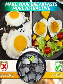 2 piezas de moldes de acero inoxidable para huevos - Moldes creativos antiadherentes para huevos fritos y panqueques, herramienta de moldeado DIY para el desayuno, adecuada para cocinar, hornear y preparación de alimentos - Apta para Navidad, Halloween, Pascua, Acción de Gracias, Día de San Patricio, herramienta de cocción de panqueques y huevos sin electricidad, accesorio de cocina caravana, color aleatorio - Multicolor - Ver 6