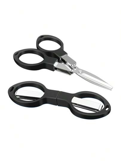 Tijeras de seguridad plegables (1 unidad) - Tijeras de viaje portátiles con llavero - Cuchillas afiladas de acero inoxidable para uso en el hogar, la oficina y emergencias