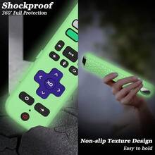 Seltureone 2 In 1 Remote Cover With Tracker Holder For Roku Voice Remote Glow In The Dark Roku Remote Cover Silicone Protective Case Anti Slip Shock Absorption Washable Green - Green - View 7