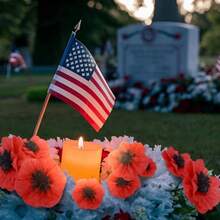 CZ WILLBOND 18 Pcs Artificial Red Poppy Flowers Large Poppies Fake Flowers For Wicked Birthday Veterans Day Carnival Back To School Party Backdrop Poppy  1439 - RedAndBlack - View 6