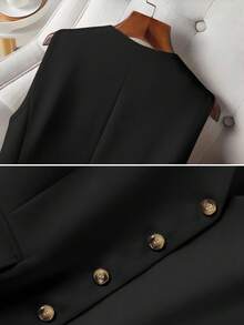 女士休闲轻便单排扣无袖西装外套，适合春夏季