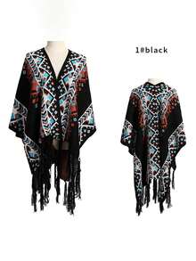 وشاح طويل مُحبوك بطراز بوهيمي لِلنساء، بونشو كارديجان خارجي موضة للفساتين