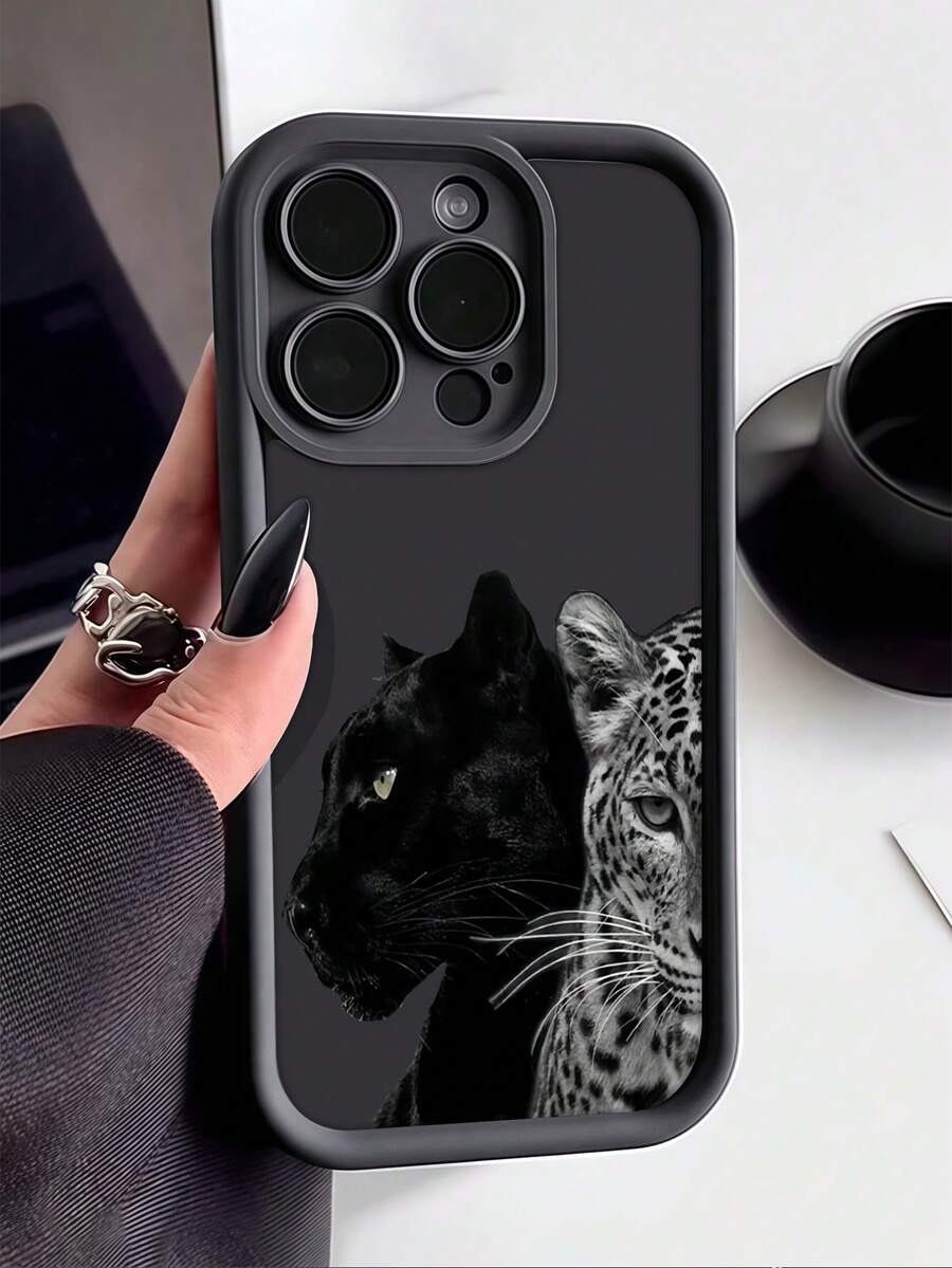 1 件黑色凶猛双豹纹全 TPU 防震保护手机壳，兼容 16、15、14、13、12、11 Pro Max 及系列防水防摔防刮 - 彩色 - 查看 1