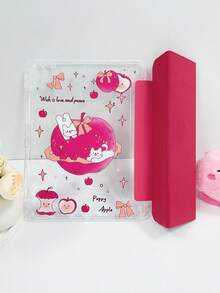 1pc Transparent Acrylic Backshell With Printed Apple Cat Colorful Painting Tri-Fold Watermelon Red Tablet Case, Built-In Pen Slot, High Transparency Acrylic Backshell Anti-Bend Anti-Scratch Anti-Drop, Magnetic Sleep/Wake, Compatible With IPad Mini6/Mini7/Air1/Air2/9.7/10.2/10.5/Air4/Air5/10.9/Pro11-In.(M2)-2024/IPad Pro 11-In.(M4)-2024/IPad Air 11-Inch (M3) 2025/IPad (A16) 11 Inch 11th Generation 2025, Product Does Not Include Pen, Some Models Come With Lens Frame - Watermelon Red - View 3