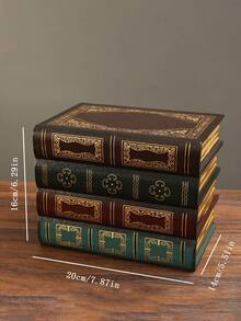 1pc Decorative Box, Vintage Wooden Heavy-Duty Bookshelf For Shelves, Home Office School Library Decor, Book Ends Wedges - Multicolor - View 3