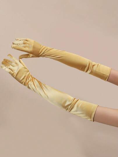 1 Pair Women's Satin Shiny Long Elegant Formal Party Gloves