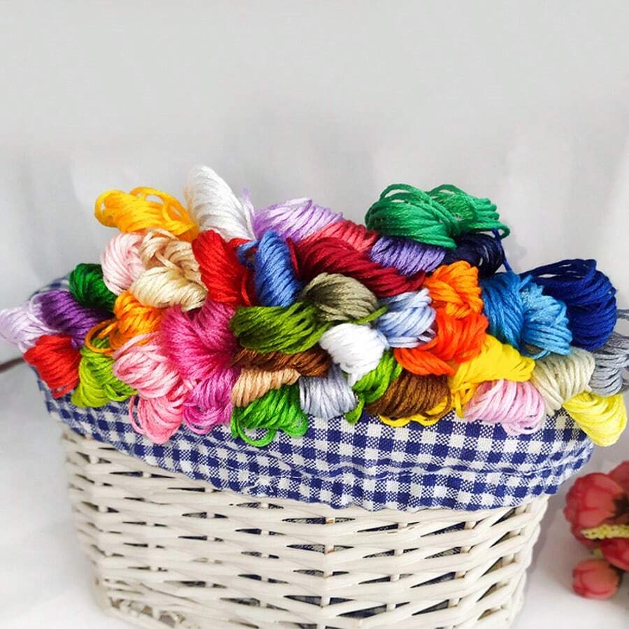 24/50/100/150/200/250 buc ață de brodat în culori mixte, lungime aprox. 800 cm/315 inci, 6 fire împletite, fire de brodat colorate DIY, accesoriu pentru tricotat pulovere, culoare aleatorie