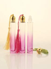 3pcs/5pcs/10pcs/20pcs Pack Long Cylinder 10ml Refillable Essential Oil/Lotion Roll-On Bottle, Gradient Thick Glass Fragrance Liquid Roller Ball Vial With Tassel
