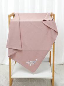 1 件针织婴儿绣花毯，甜美婴儿襁褓毯，休闲简约设计，适合所有季节 - 粉色 - 查看 4