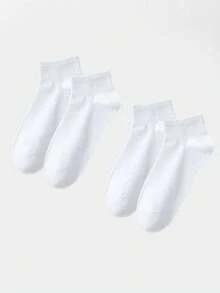 1/5/15 Pairs All-Match White Short Socks, Unisex, Minimalist & Versatile, Suitable For Daily Wear - White - View 8