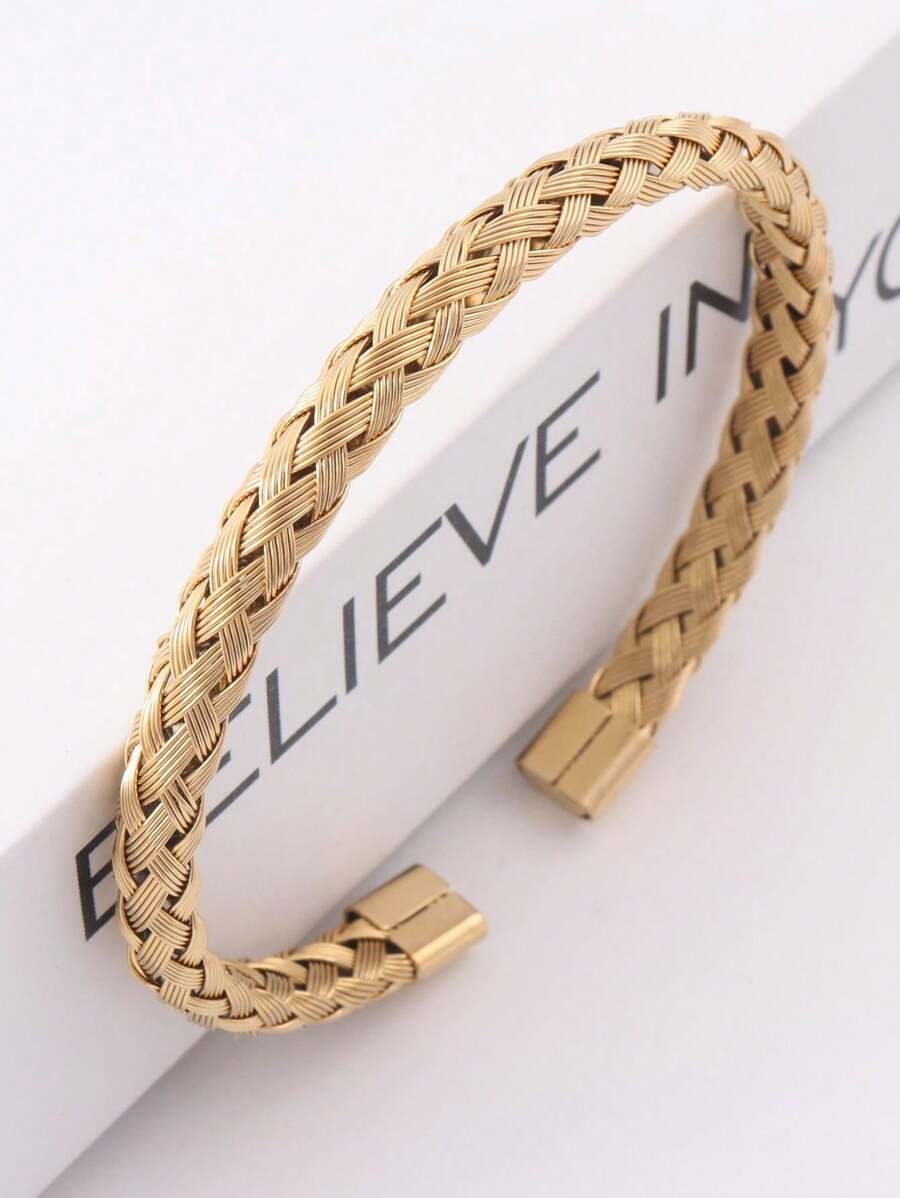 1pc Elegant Creative Wire Woven Stainless Steel Bracelet For Women