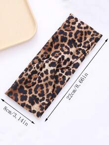 1 件新款豹纹头带，女士运动瑜伽健身发带，吸汗宽印花头巾发饰，学校用品，学院风，头带秋季配饰秋冬度假装女士 - 彩色 - 查看 4