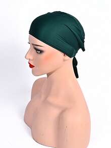 1pc Women's New Solid Color Viscose Elastic Drawstring Adjustable Headband Cap - Strappy Bottom Hat - View 22
