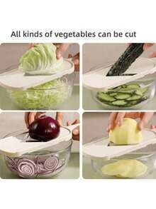 1pc Manual Cabbage Slicer - Multifunctional Vegetable Chopper And Shredder, Stainless Steel Blades And Ergonomic Handle, Great For Shredding Cabbage, Leafy Greens And Salads, Kitchen Slicing Tool, Vegetable Slicer And Chopper - Multicolor - View 8
