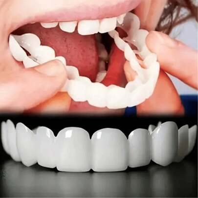 4Pcs Comfortable And Soft Tooth Models White Teeth Decor Cover Daily Wear Perfect Smile(Excluding Glue, Self Purchased)