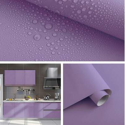 1 Roll Solid Purple Vinyl Wallpaper Self-Adhesive Contact Paper Peel And Stick Removable Vinyl Film For Bedroom And Dormitory Wall Decoration Kitchen Cabinet And Desktop Resurfacing, Drawer Renovation DIY Waterproof Wallpaper 15.7in*393.7/196.8/118.1/39.3in Wall Paper Wall Stickers Room Decor Living Room Decor