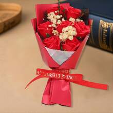 Artificial Flowers Present Fake Rose Bouquets Tables Centerpieces for Special Occasions - Rojo - Ver 2